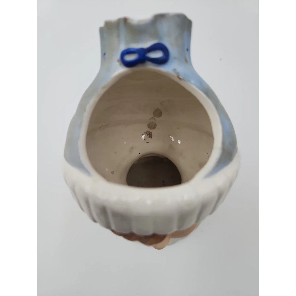 Vintage Relpo Japan Dimpled Baby Boy Ceramic Head Vase w/ Blue Hat